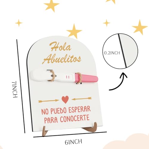 Image of Spanish Hola Abuelitos Pregnancy Announcement, Baby Surprise Announcement Ideas, Pregnancy Reveal To Grandma Grandpa Grandparents Test Keepsake Wooden Sign