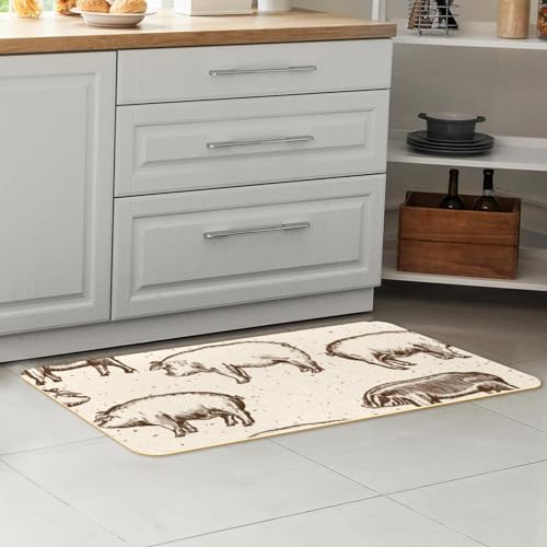 Tapis de cuisine antidérapant lot de 2 lavable absorbant motif ferme