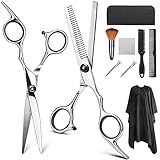 Hair Cutting Scissors Set, YBLNTEK 9 Pcs Professional Hairdressing Scissors Barber Thinning Scissors Hair Cutting Shears Kit for Barber Salon and Home (Black)