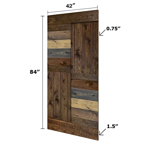 S Series Finished Diy Knotty Pine Wood Sliding Barn Door With Hardware Kit (42In. X 84In., Multi-Color) #TOP2