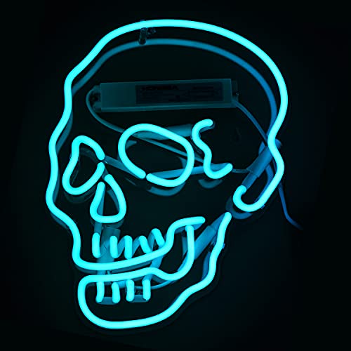 Neon Signs Skull Beer Bar Bedroom Art Neon Light Handmade Glass Neon Lights Sign for Home Office Hotel Pub Cafe Recreation Room Wall Decor Man Cave Night Light (Color: Green)