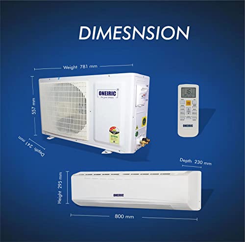 Image of Oneiric 1 Ton 3 Star Split Air Conditioner (White) with 1+5 Year Warranty