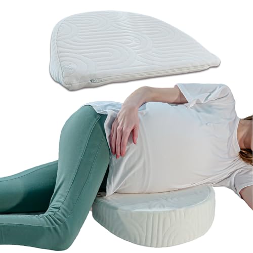 Image of The White Willow Pregnancy Pillow for Women - Memory Foam Maternity Wedge for Belly & Back Support, Ideal Sleeping Pillow for First-Time Moms - Classic White