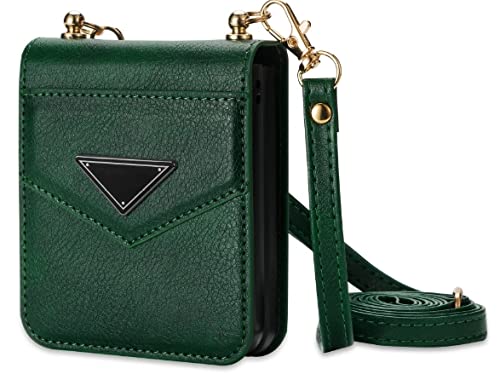 Étui pour carte en cuir de luxe pour Samsung Galaxy Z Flip 3 4 5G vert