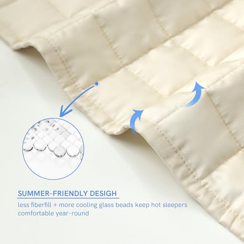 Image of YnM King Size Cooling Weighted Blanket for Adults (88x104 Inches, 40 Pounds, Champagne Beige), Perfect for Hot Sleepers with Cooling Rayon, Heavy Bed Blanket for Couple on Queen or King Bed