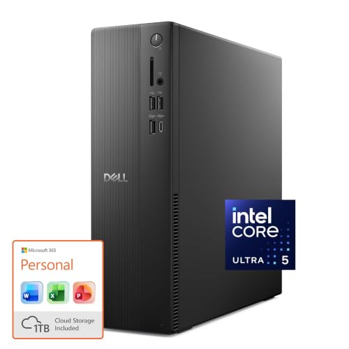 Image of Dell Slim Desktop ECS1250 - Intel Core Ultra 5-225 Processor, UHD Graphics, 16GB Memory, 512GB M.2 SSD, Windows 11 Home, Onsite+Migrate Service with Microsoft 365 Personal (1 Year)