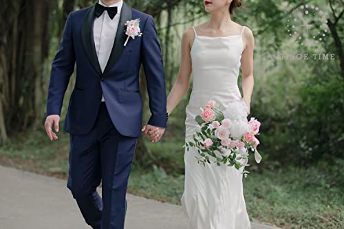 Tinge Time 15 Inch Baby Pink Artificial Wedding Bouquets For Bride, Cascading Bouquet Wedding Bride Holding Flowers For Wedding Ceremony Anniversary, Bridal Shower And Party #TOP3