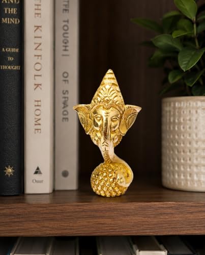 Figura Decorativa Cabeza de Ganesha en Latón para Escritorio miniatura 3