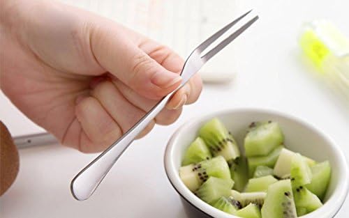 Miniatura 6 de Tenedores de acero inoxidable de cangrejo, tenedor Escargot de 2 puntas, tenedores de aperitivos portátiles para ensalada de cóctel, tenedores de