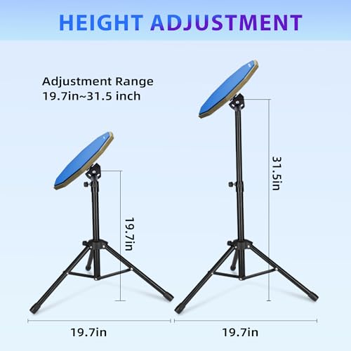 12 Inch Practice Drum Pad with Stand and Sticks, Beginner Snare Drum Pad with Drumsticks(2 pairs) and Carrying Bag, Double Sided Silent Drum Pad (Blue)