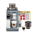 De’Longhi Rivelia - Perfetto Kaffeevollautomat mit LatteCrema-Milchaufschäumer, 16 One-Touch-Getränke, farbiges Touch-Display, austauschbare Bohnenbehälter, Grau (EXAM440.55.G)
