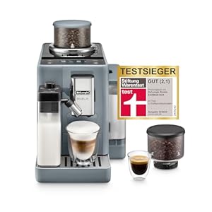 De’Longhi Rivelia - Perfetto Kaffeevollautomat mit LatteCrema-Milchaufschäumer, 16 One-Touch-Getränke, farbiges Touch-Display, austauschbare Bohnenbehälter, Grau (EXAM440.55.G)