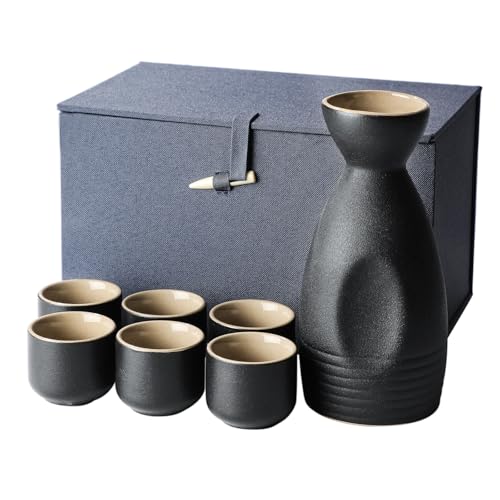 陶器徳利セット 冷酒器 酒器セット 和酒セット 冷酒セット 伝統陶器 250ml徳利 ぐい呑みき30ml6個付き 錦盒入り