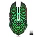 TENMOS K6 Wireless Gaming Mouse, Rechargeable Silent LED Optical Computer Mice with USB Receiver, 3 Adjustable DPI Level and 6 Buttons, Auto Sleeping Compatible Laptop/PC/Notebook (Green Light)