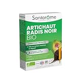 Santarome Bio - Artichaut Radis Noir Bio - Complément Alimentaire Bio Foie et Digestion - Confort Digestif & Protection du Foie - 20 Ampoules - Végan - Made In France