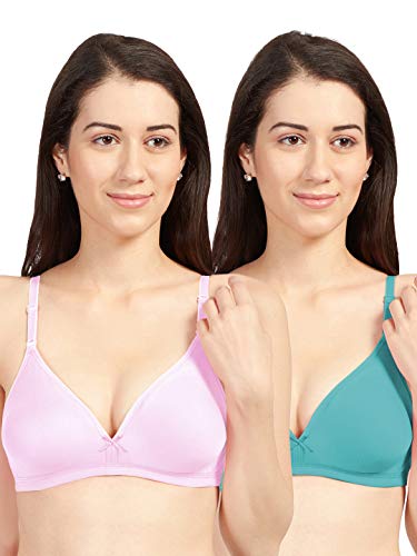 Image of SONARI Omania Womens Non-Padded Cotton Polyester Bras - Solid, Non-Wired, Medium Coverage, Hand Washable (Pack of 2)