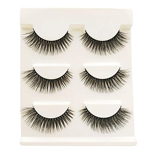 Babysbreath17 3 Coppia 3D naturali Bushy Croce Ciglia finte poliestere Naturali ciglia finte naturali Lashes degli occhi: Nero