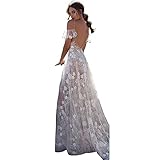 AIYIFU Damen V-Ausschnitt Spitze Meerjungfrau Brautkleid Lange Open Back Brautkleider für die Braut,White,L