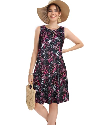 Image of elescat Women's Summer Dresses Casual Sleeveless Loose Sundress with Pocket