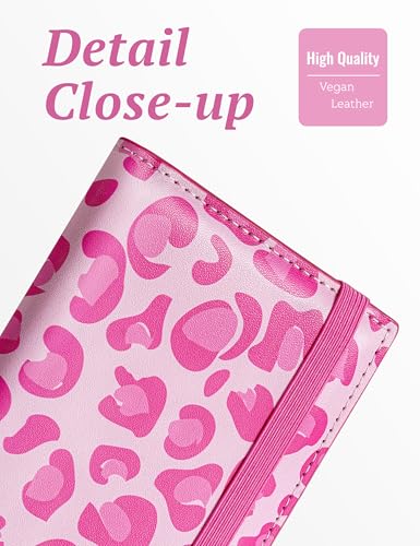 Image of Yarnic Checkbook for Personal Checkbook Holder (Pink Leopard) | Check Book Covers with Pen Holder & Built-in Clear Plastic Divider for Duplicate Checks