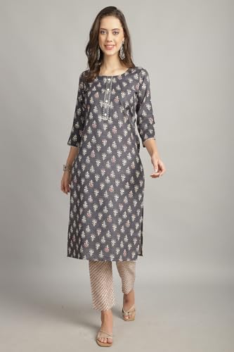 Image of Rajnandini Women's Cotton Foil Print Kurta Set with Dupatta (JOPLST230-31-38-P)