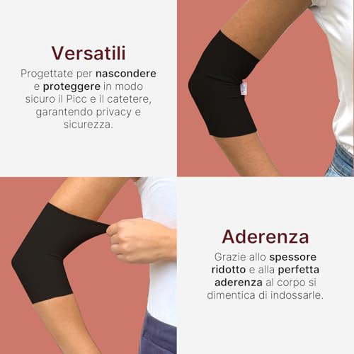 Bande de protection pour PICC noir taille XL pour protéger le cathéter de bras