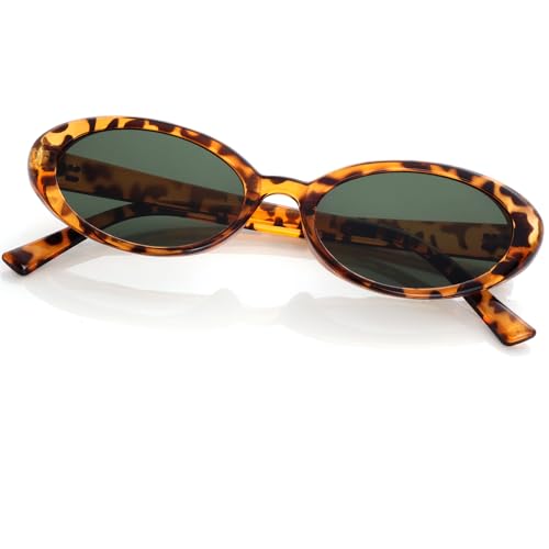 Image of Retro Oval Sunglasses for Women Men 90s Style Vintage Small Sun Glasses UV400 Protection Shades