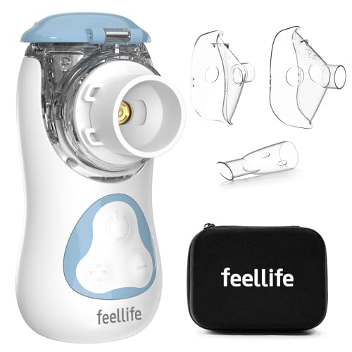 FEELLIFE Aerosol Portatile Silenzioso Typc-C Ricaricabile, Aerosol per Adulti e Bambini Velocità di Nebulizzazione Regolabile (Blu)