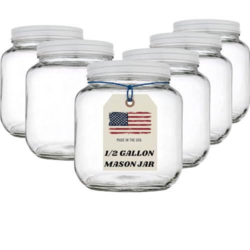 Image of kitchentoolz Half Gallon Glass Mason Jar Wide Mouth with Airtight Metal Lid - Safe for Fermenting Kombucha Kefir - Pickling, Storing and Canning- BPA-Free Dishwasher Safe Made in USA(6)