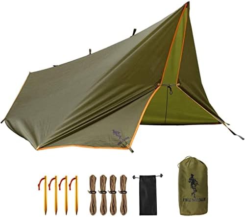 FREE SOLDIER Waterproof Portable Tarp Multifunctional Outdoor Camping Traveling Awning Backpacking Tarp Shelter Rain Tarp (Brown)