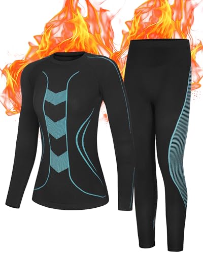 Roadbox Women's Thermal Underwear Set - Black & Blue
