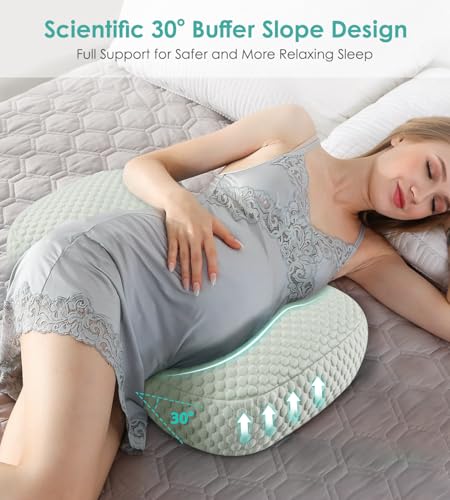 Image of Pregnancy Pillow Cooling for Sleeping, Detachable and Adjustable Double-Sided Support Maternity Pillow Skin-Friendly for Pregnant Women Back, HIPS, Legs(30Slope Design Verified by Expectant Mothers)