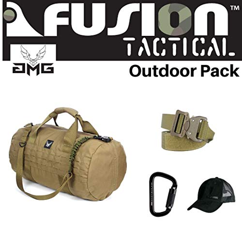 AMG Mochila & Fusion para uso ao ar livre, ótima bolsa de viagem aprovada para bagagem de mão, ao ar livre e em movimento, com cinto, mosquetão e tampa preta incluídos
