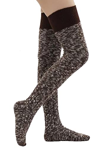 Image of Women's Thigh High Knitted Winter Boot Socks Vintage Extra Long Leg Warmer Over Knee High Stockings
