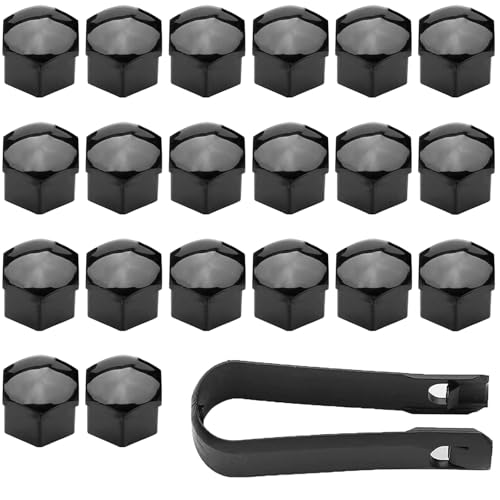 Saituo Home 20 Pièces Cache Ecrou, Capuchon d'écrou de Roue 17mm, Cache Boulon de Pneu Hexagonaux, Ecrou Antivol Universel avec Ensemble d'outils de...