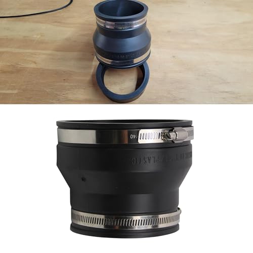 Image of 4 inch to 3 inch Inch Black PVC Reducer Coupler with 2pcs Clamps RV Plumbing compatible with PVC Pipe Coupler Adapter RV Sewer Connection