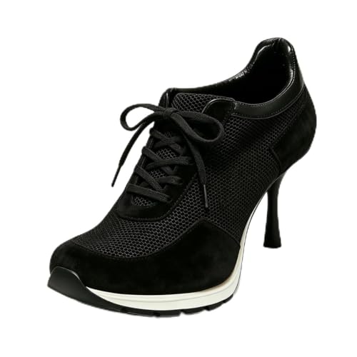 YDN Lace Up Mesh Sneaker Heels