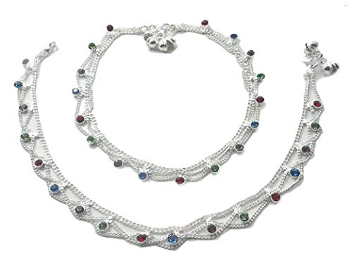 IFH Beauty Indian Bollywood Silver Tone Ankle Bracelet Payal Anklet Women Barefoot Jewelry