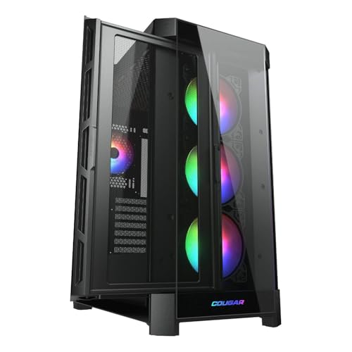 Image of Cougar Gaming Duoface Mid Tower Case Series, Supporting 390mm Graphics Card, Incredible RGB Lighting, Two Distinct Front Panels Included, Mesh and Tempered Glass (Duoface Pro RGB - Black)