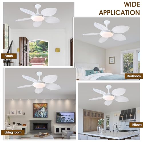 Wiviniya Ceiling Fans with Lights and Remote/APP Control, 48 Inch Tropical Ceiling Fan for Bedroom Living Room, Outdoor Palm Leaf Ceiling Fan for Patios Porch, Dimmable, 6 Speeds, Reversible, White by Wiviniya - Image 9