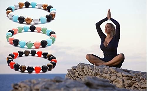 Vista 6 de Leatic Pulsera de cristal de piedras preciosas naturales para protección pulseras curativas antiansiedad pulsera de riqueza de Feng Shui pulseras
