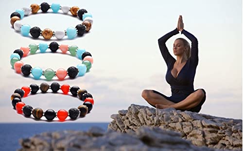 Image of Natural Gemstone Crystal Bracelet for Protection,Anti Anxiety Healing Bracelets,Feng Shui Wealth Bracelet;Stress Relief Reiki Yoga Diffuser Bracelets