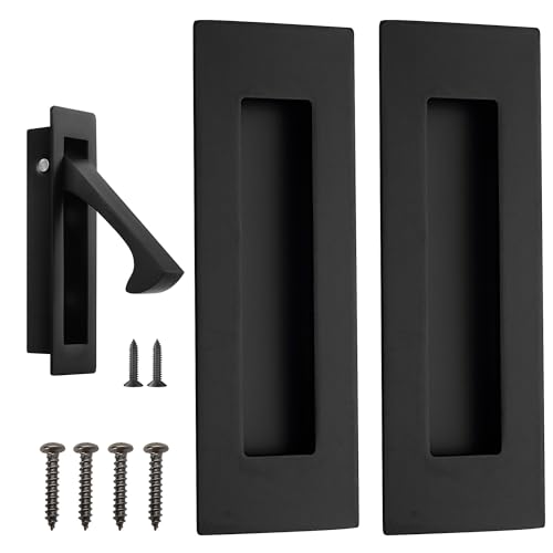 Malimali Pocket Door Pull and Edge Pull Set, Stainless Steel Pocket Door Hardware Recessed Pocket Door Handle Sliding Door Pulls Finger Flush Pull (Matte Black, 3 Pack) by Malimali - Used condition - US$17.18