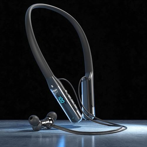 Image of iFAST IF-125 Digital Display Bluetooth 5.4 Wireless Neckband Earphone| HD Call Stereo Bass | Up to 50 Hours Music Playtime | Noise Cancellation, Voice Assistance, Dual Pairing [ Black ]