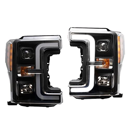 Image of TRQ Performance Driver and Passenger Side Headlight Assembly Set Compatible with 17-19 Ford F250 Super Duty 17-19 Ford F350 Super Duty