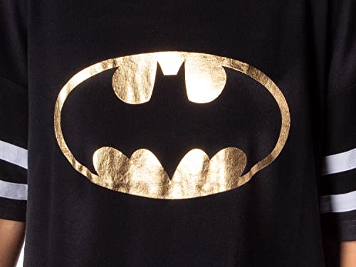Intimo Dc Comics Football Varsity Womens Batman Night Shirt Bat Signal Nightgown Pajama (Medium) Black #TOP2