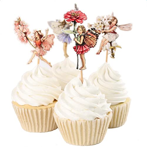 Topper per torte 24 Pezzi Fiore Fata Stile Catina