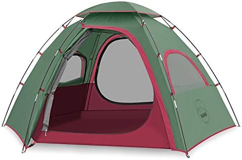 KAZOO Outdoor Family Tent Durable Lightweight, Waterproof Camping Tents Easy Setup, Beach Screen Tent Sun Shade 3 Person (Green)