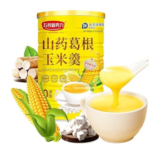 Corn Soup Powder 21.16 oz/600 g Can Asian Delicious Instant Breakfast Congee with Mixed Chinese Yam Pueraria Corn Starch Powder Ready-to-Eat Porridge