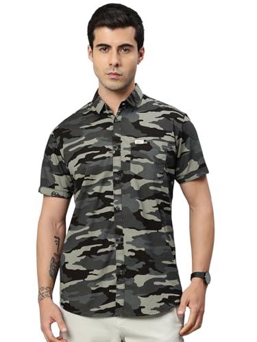 Image of Majestic Man Men Comfort Slim Fit Checked Pure Cotton Half Sleeve Casual Shirt